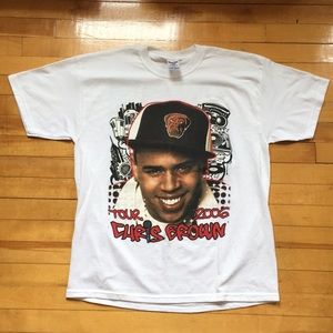 Vintage Chris Brown rap tee shirt Lil Wayne tour